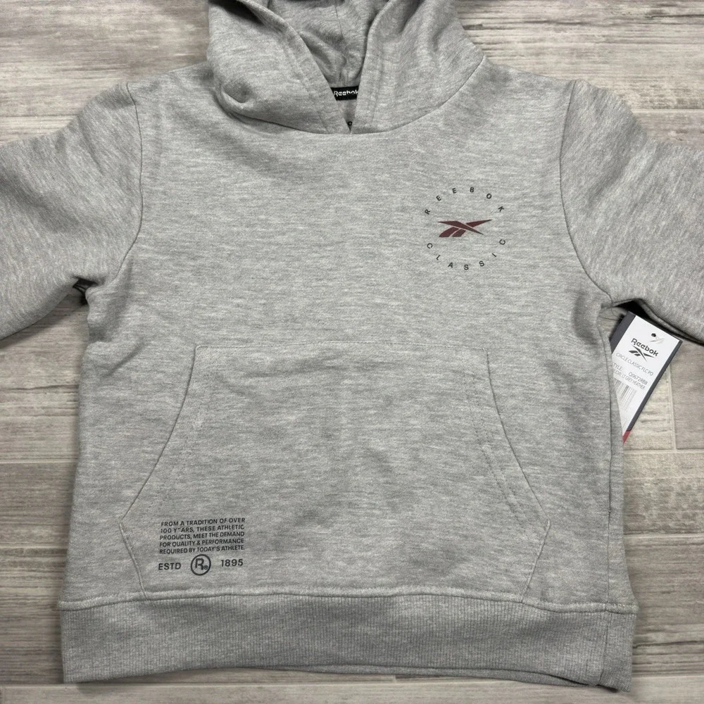 Reebok Kids Size Medium (10-12) Circle Classsic Fleece Heather Gray Sweater New*